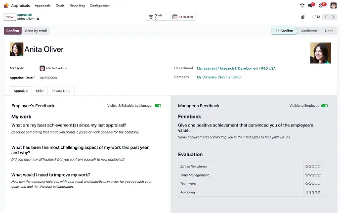 odoo company perfomance management