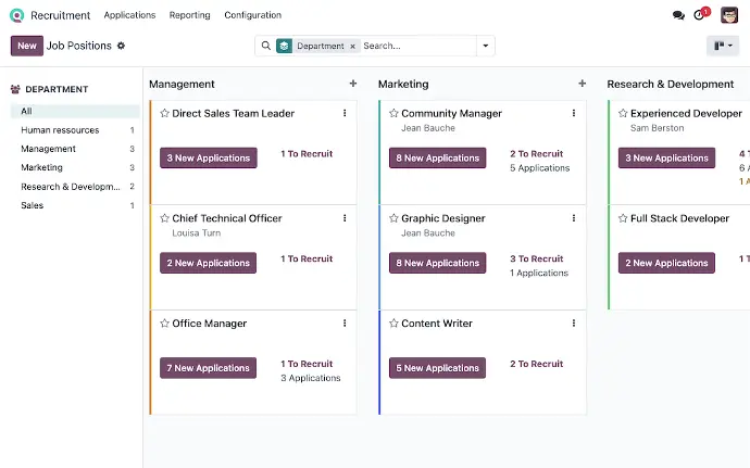 recruiyment management in odoo