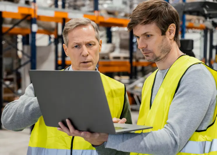 workers of service business using erp